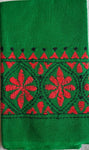 Green hand embroidered Kantha blouse fabric 0.8m