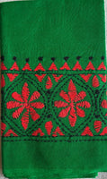 Green hand embroidered Kantha blouse fabric 0.8m