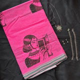 Rishika Bandarulanka Kora cotton handprinted saree - The Maggam Collective