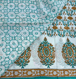 Gendaphool hand block printed mul cotton saree with blouse