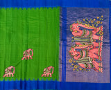 Indreyi Handwoven Gadwal cotton-silk with kotakomma border and Kalamkari appliqué - The Maggam Collective
