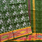 Kavya Venkatagiri saree with kadhi ikat border and cow print