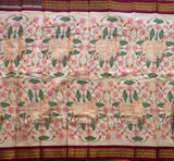 Ami Handwoven Pichwai printed Gadwal cotton with silk kuttu border - The Maggam Collective