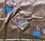 Samasthala Applique and mirror work on silk Mangalgiri