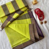 Bright Walden handwoven cotton Mangalgiri with Nizam border - The Maggam Collective