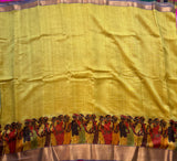 Aparimita Contemporary art print on Mangalgiri silk saree