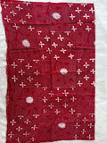 Red hand embroidered Kantha blouse fabric