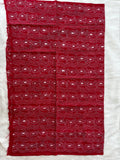 Red hand embroidered Kantha blouse fabric