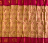 Chandana Sungudi saree with hand block printed kolams
