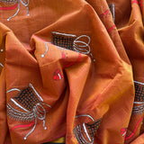Vibhavari Handwoven Guntur 120 Count Heritage Cotton Saree with hand prints - The Maggam Collective