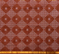 Charvi Handwoven Venkatagiri saree with slim border and kolam block prints