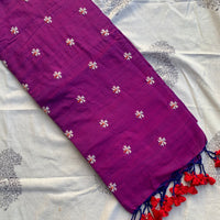 Zubeidaa - cotton saree with parijat embroidery and tassels