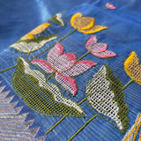 Surabhi embroidered Pichwai on handwoven silk Mangalgiri