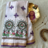 Vikramorvasheeyam Bapu Bommalu and muggulu on pure Uppada silk saree - The Maggam Collective