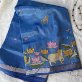 Surabhi embroidered Pichwai on handwoven silk Mangalgiri