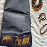 Suvarchala elephant border zari Kattam Sungudi saree with blouse