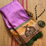 Yamini pure silk Kanjivaram with Kalamkari applique - The Maggam Collective