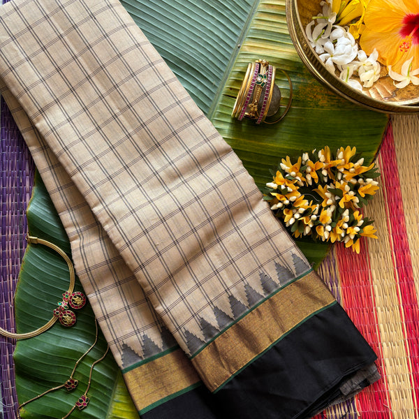 Thangam Handwoven Gadwal cotton-silk with checks