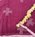 Mauve Pause mul cotton plain saree - The Maggam Collective