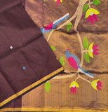 Kangsabati Linen by tissue Jamdani saree with blouse - The Maggam Collective