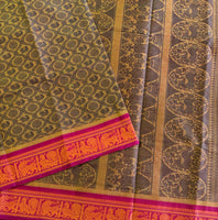Amudini Kanchi cotton saree annapakshi Rudraksha motifs