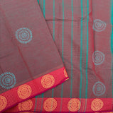 Chakravakam Chettinad cotton saree with kolam block prints - The Maggam Collective