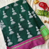 Shaivi handloom cotton Patteda Anchu with jhumka jimikki print