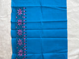 Blue hand embroidered Kantha blouse fabric 0.8m - The Maggam Collective