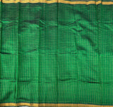 Pachai Nirame handwoven Mangalgiri silk sari with blouse grid zari - The Maggam Collective