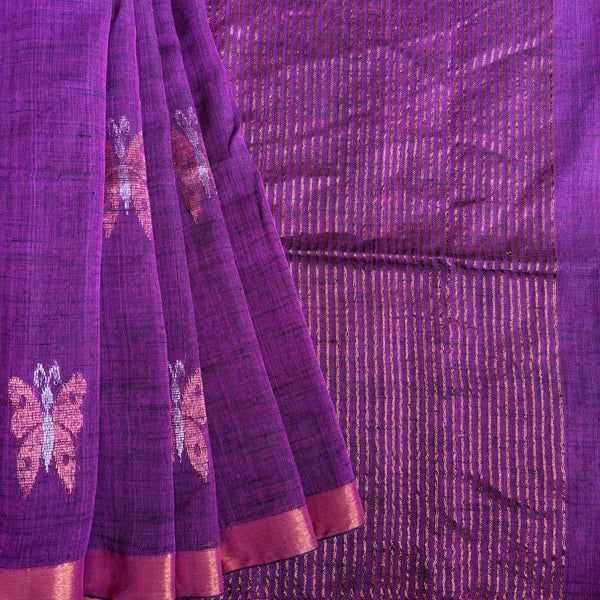 Butterfly Regalia linen handloom saree with two tone inlays