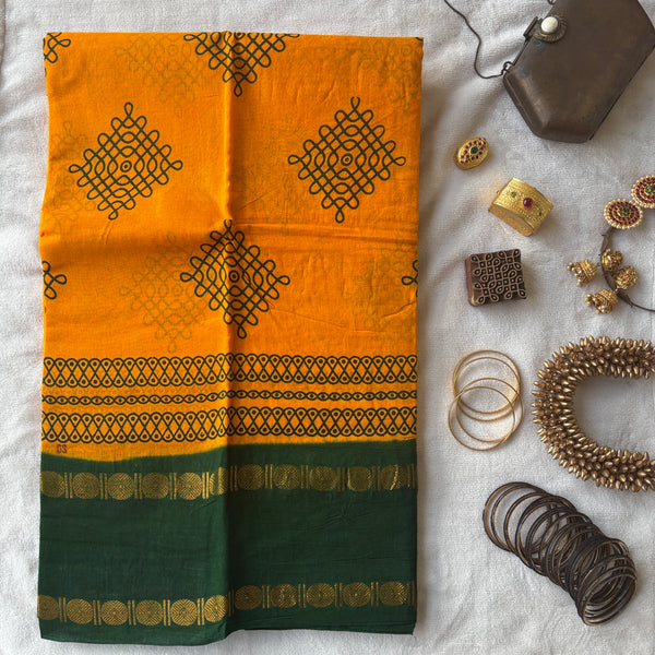 Apyayani Sungudi saree with Kolam