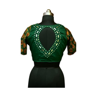 Haritha green mirror work blouse