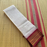 Durga white and red cotton Gadwal