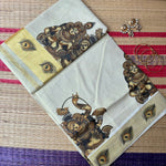 Anantha - Mural motifs golden Kasavu cotton saree