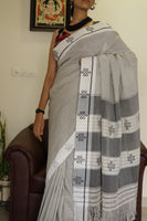 Mandakini handwoven Patteda Anchu saree baby kolam print with blouse