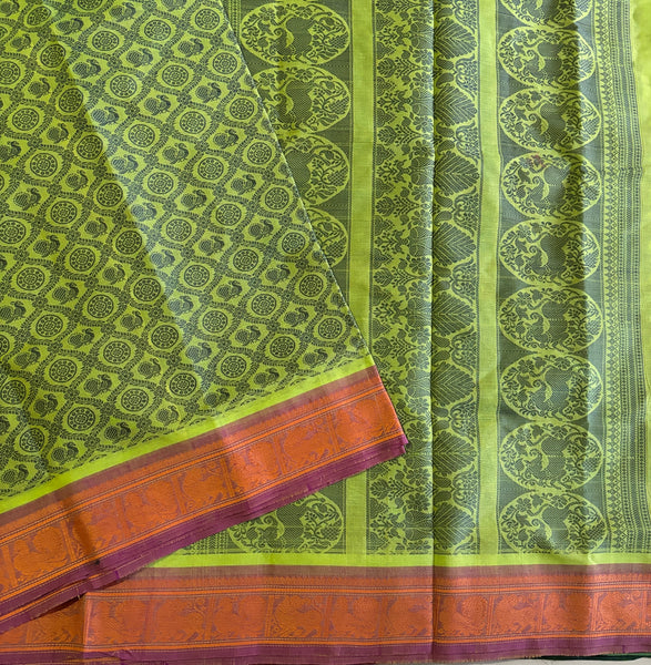 Valarmathi Kanchi cotton saree annapakshi Rudraksha motifs