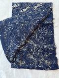 Navy blue hand embroidered Kantha blouse fabric - The Maggam Collective