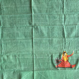 Pastel green hand embroidered and hand painted Kantha blouse fabric 0.8m
