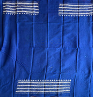 MS Blue hand embroidered Kantha blouse fabric 0.8m