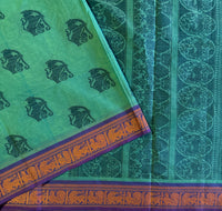 Senthamarai Kanchi cotton saree Yazhi motifs