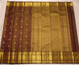 Golden Kaapi handwoven pure silk Kanjivaram with Vairaoosi