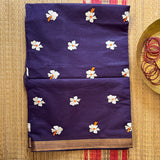 Where we begin parijat embroidery on handwoven cotton Mangalgiri with Nizam border - The Maggam Collective