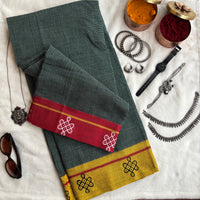 Aditri handwoven Patteda Anchu saree with kolam print