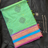 Gayathri Kolam block prints Chettinad cotton saree