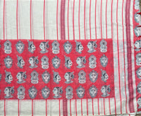 Kanishka Linen slub saree with Kalamkari faces print