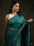 Ocean deeps - kantha embroidery on Batik cotton