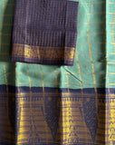 Gopuram border zari Kattam Sungudi saree with blouse