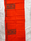 Orange hand embroidered Kantha blouse fabric 0.8m - The Maggam Collective
