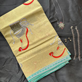 Narthaki Bandarulanka Kora cotton handprinted saree - The Maggam Collective