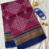 Ojaswi  Kolam block prints Chettinad cotton saree